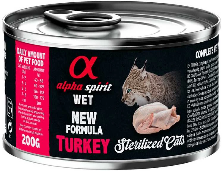 Alpha Spirit WET konservas sterilizuotoms katėms su kalakutiena 200g 6vnt