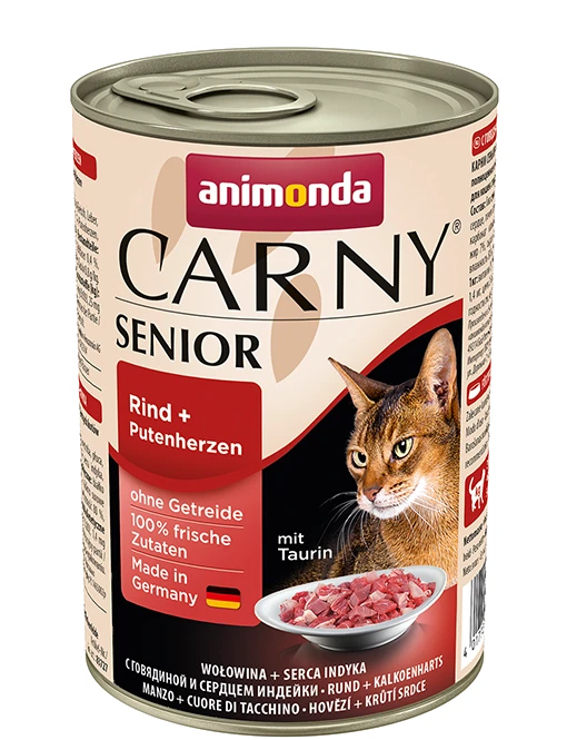 Kačių Maistas - ANIMONDA Carny Senior Jautiena ir Kalakutienos Širdelės Drėgnas 400g