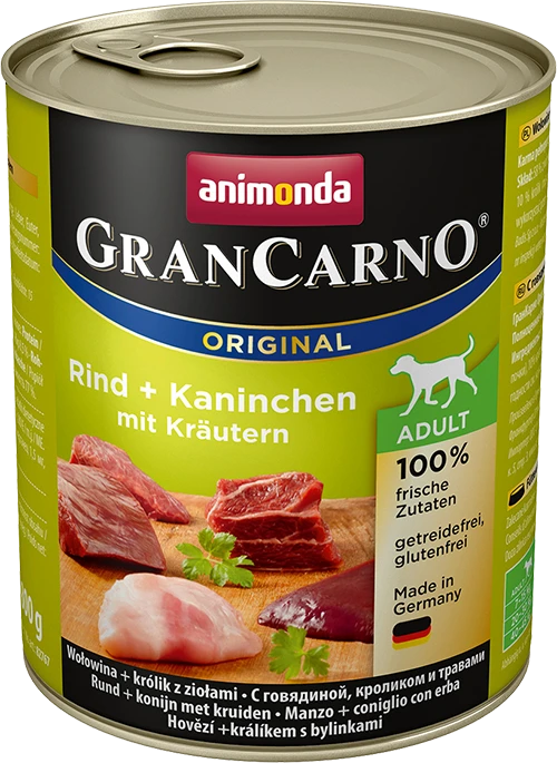 Animoda Šunų Maistas - Animonda GranCarno Suaugusiųjų Jautiena Su Triušiena Ir Žolelėmis 800 G