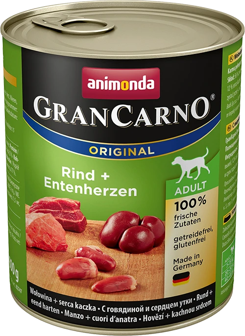 Animoda Animonda Grancarno adult 800g suaugusių šunų konservai su jautiena ir ančių širdelėmis MR