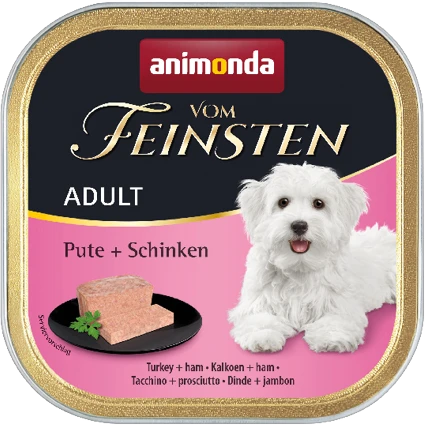 Animoda Animonda Vom feinsten suaugusių šunų konservuotas pašaras su kalakutiena ir kumpiu, 150g