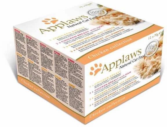 APPLAWS vištiena Selection in Broth - šlapias kačių ėdalas - 12x70g