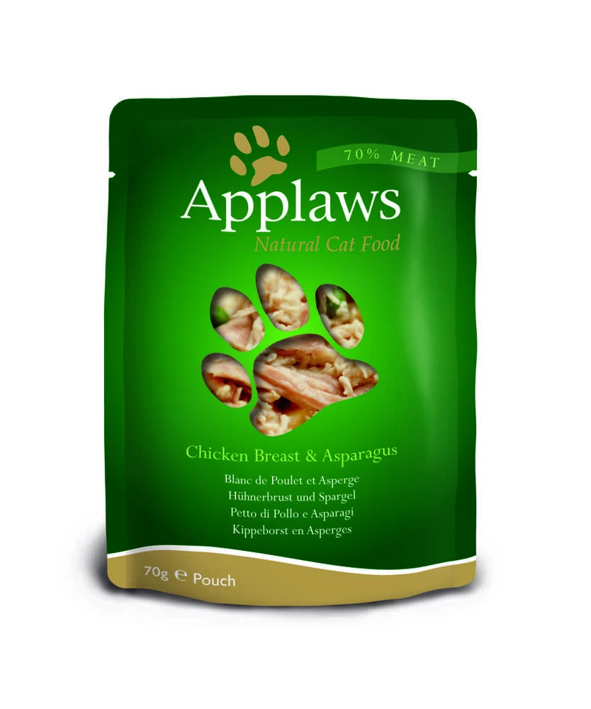 APPLAWS vištienos filė su šparagais sultinyje - šlapias kačių ėdalas - 70 g