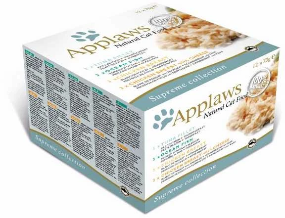 APPLAWS Įvairių pasirinkimų kelių pakuočių sultinys - šlapias kačių ėdalas - 12 x 70 g