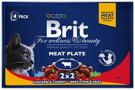 Drėgnas Kačių Maistas - BRIT Premium Cat Meat Plate, 4x100g