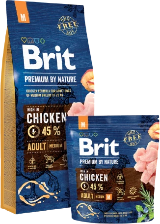 BRIT Premium by Nature Adult M - sausas šunų maistas vištiena - 8kg