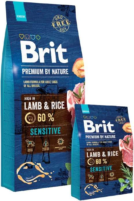 BRIT PREMIUM Dog by Nature Sensitive su ėriena ir ryžiais sausas sausas Maistas šunims su ėriena ir ryžiais, 8kg