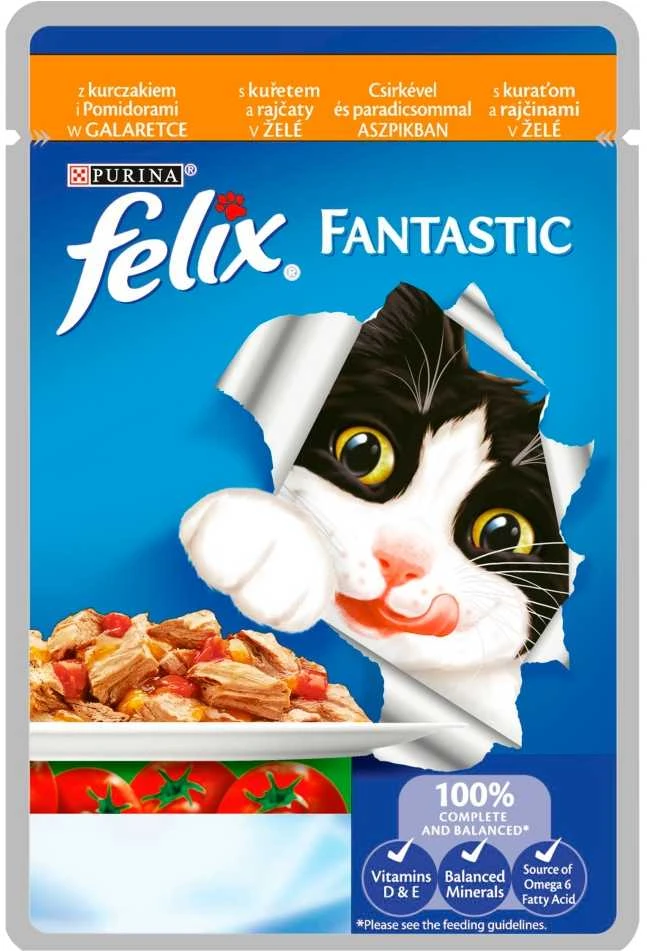 Purina Nestle Kačių Maistas - Felix Drėgnas Su Vištiena Ir Pomidorais 85 g