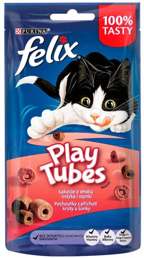 Purina Nestle FELIX Play Tubes kalakutiena, Ham – sausas kačių ėdalas – 50 g