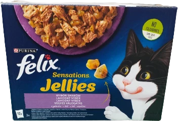 Purina Nestle Drėgnas Kačių Maistas - Purina Felix Sensations Mix Kalakutiena, Skumbrė, Aviena, Silkė - 12x85 g