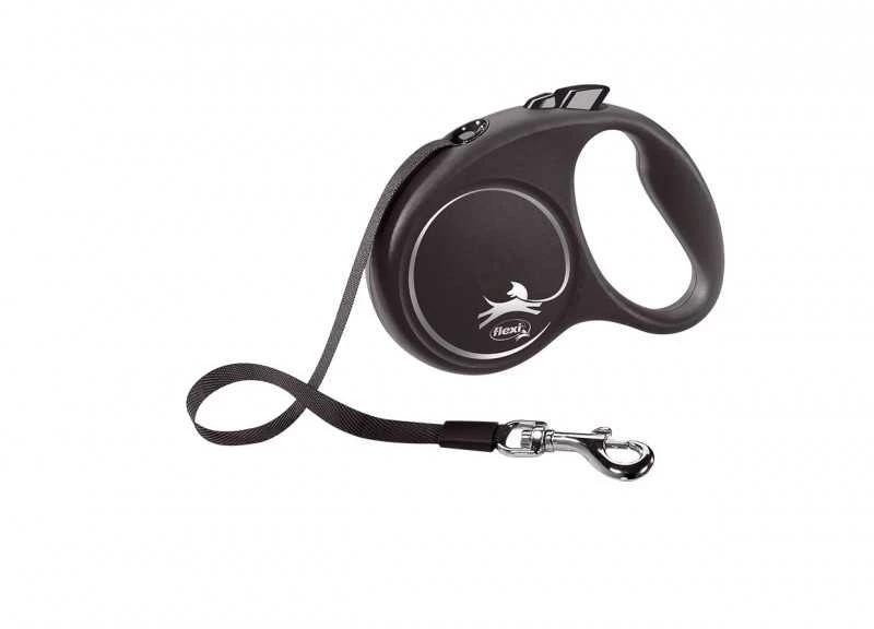 Flexi Black Design M pavadėlis šunims iki 25kg juostinis 5m juodos spalvos