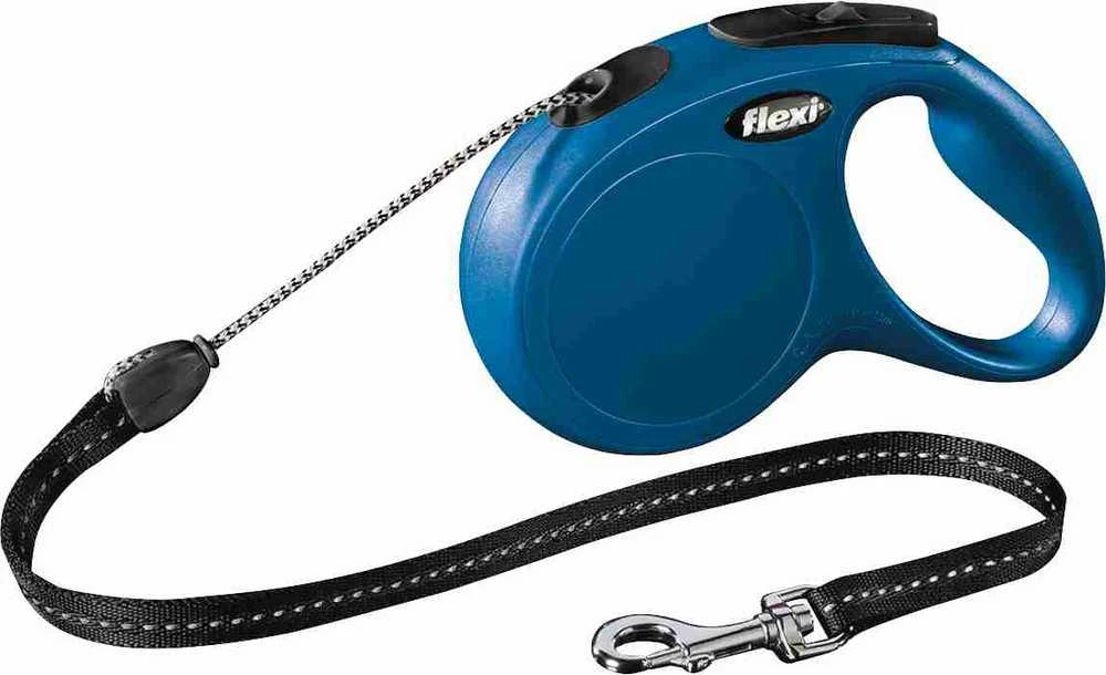 Flexi New Classic M pavadėlis šunims iki 20kg virvinis 5m mėlynos spalvos