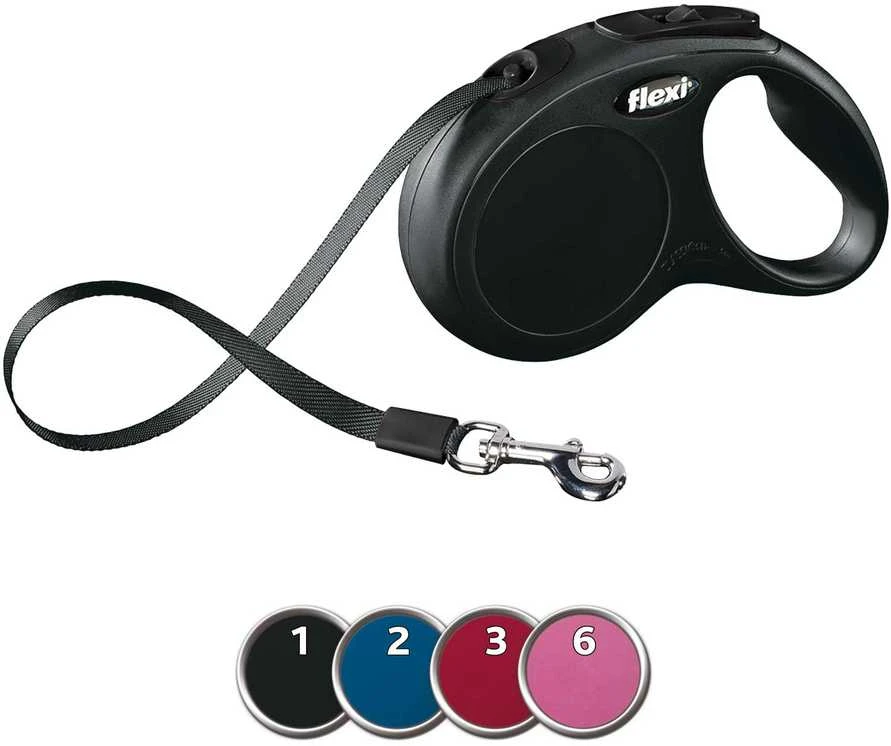 Flexi New Classic XS pavadėlis šunims iki 12kg juostinis 3m juodos spalvos