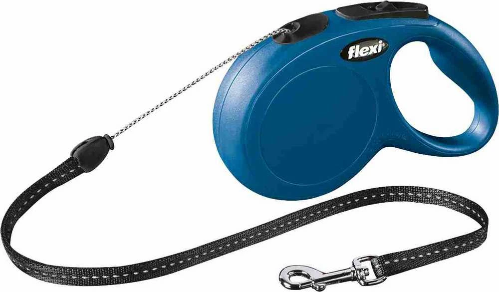 Flexi New Classic S pavadėlis šunims iki 12kg virvinis 8m mėlynos spalvos