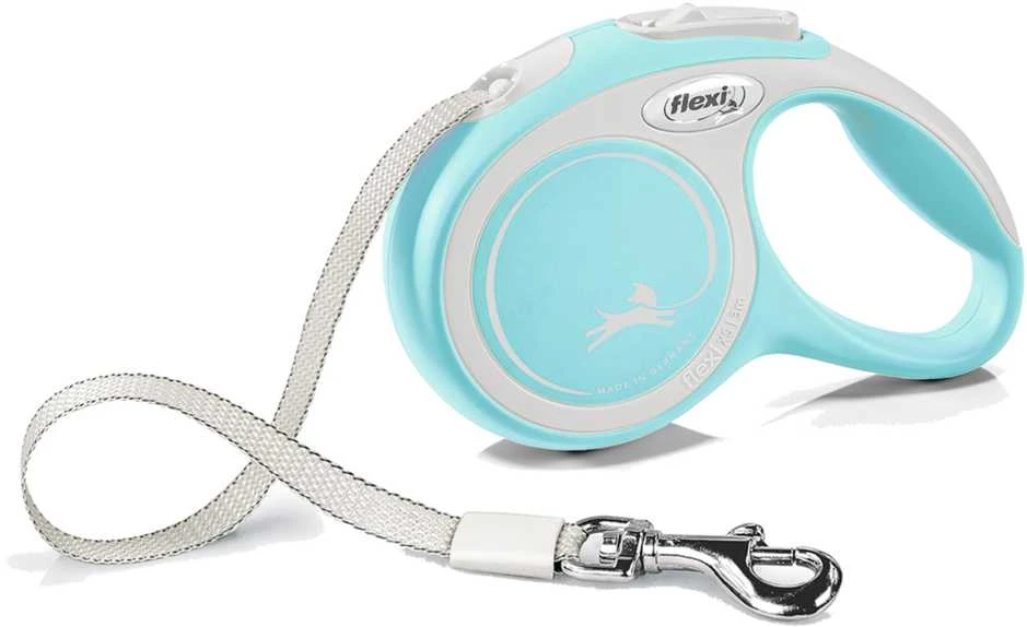 Flexi New Comfort S pavadėlis šunims iki 15kg juostinis 5m žydros spalvos