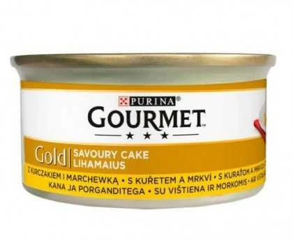 Purina Nestle Drėgnas Kačių Maistas - Gourmet Gold - Vištienos Ir Morkų Pyragas 85g