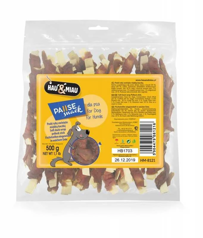 Hau&Mau Hau&amp;Miau baltos žuvies juostelės 500g