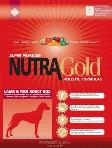 NutraGold Nutra Gold Holistic su ėriena ir ryžiais šunų maistas su aviena ir ryžiais alergiškiems šunims, 15kg