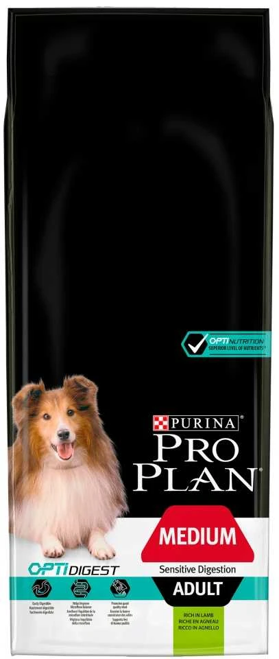 Purina Pro Plan OPTIDIGEST Sensitive Digestion Medium Adult Dog ėriena 14 kg, suaugusių vidutinių veislių, jautrią virškinimo sistemą turinčių šunų sausas pašaras su ėriena 12366972