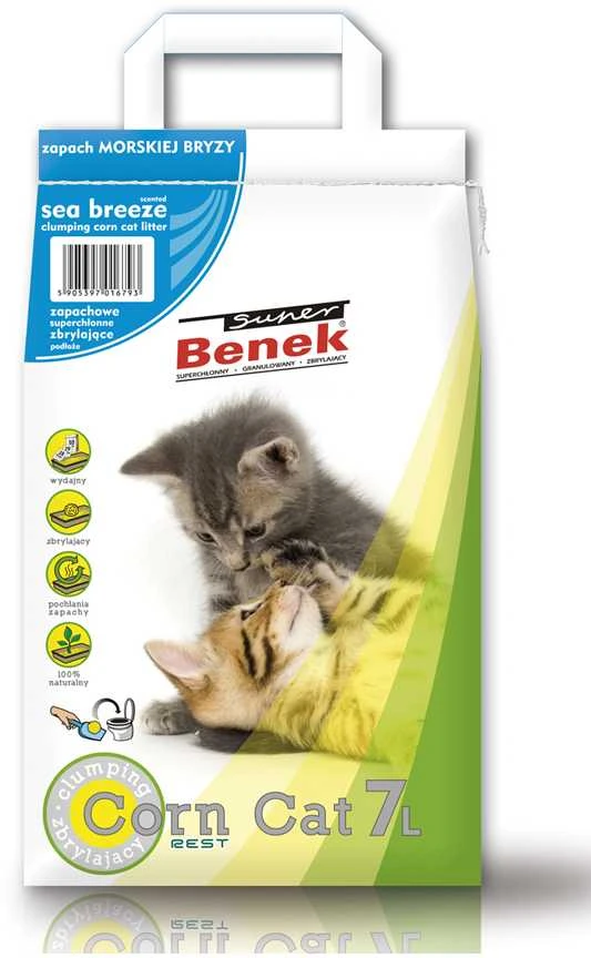 CERTECH Super Benek Corn Cat jūros brizas - kukurūzų kačių kraiko gumulavimas 7l