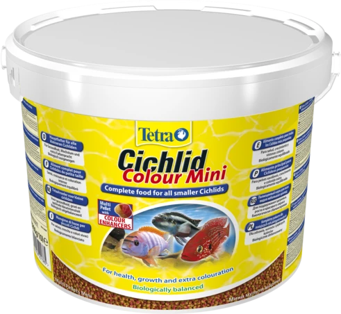 Tetra Cichlid Color Mini Pellets 10L wiader.maistas žuvims,małe cichlidice