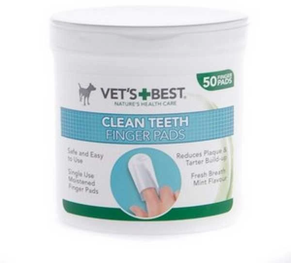 Vet's Best Clean Teeth dantų valymo servetėlės, 50 vnt