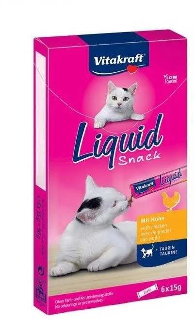Vitakraft Chovex Sro VITAKRAFT Liquid Snack 6x15 g, kačių pašaro papildas - skanėstai su vištiena ir taurinu