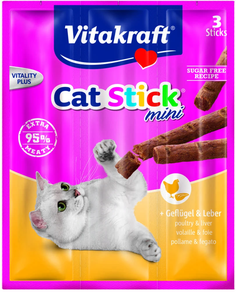 Kačių Skanėstai - Vitakraft CatStick Mini su Paukštiena ir Kepenėlėmis, 3 Vnt.