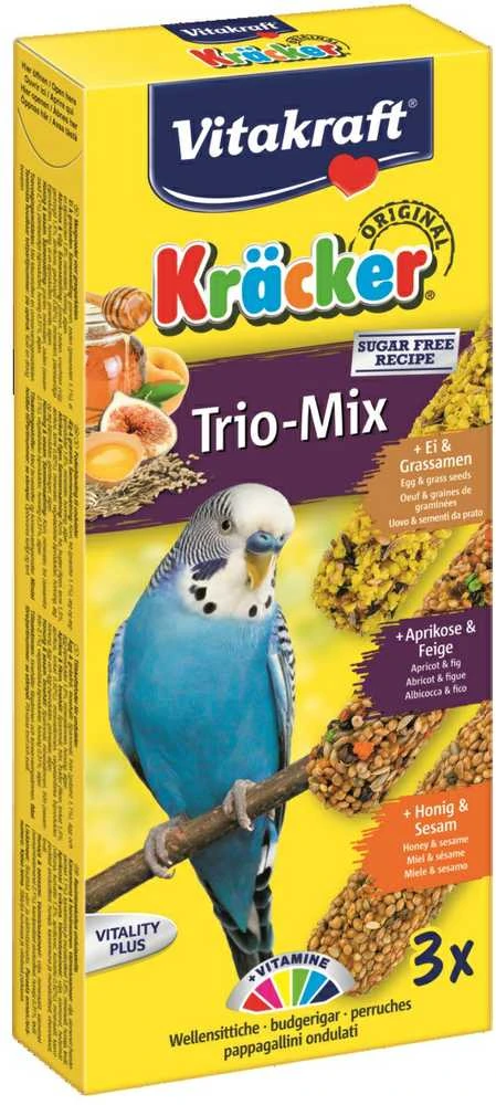 VITAKRAFT Kräcker Mix Kiaušinis, abrikosas, medus - skanėstai banguotoms papūgoms - 3 vnt.
