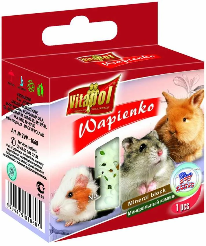 Vitapol mineralinis akmuo graužikams ir triušiams su spragintais kukurūzais 40g
