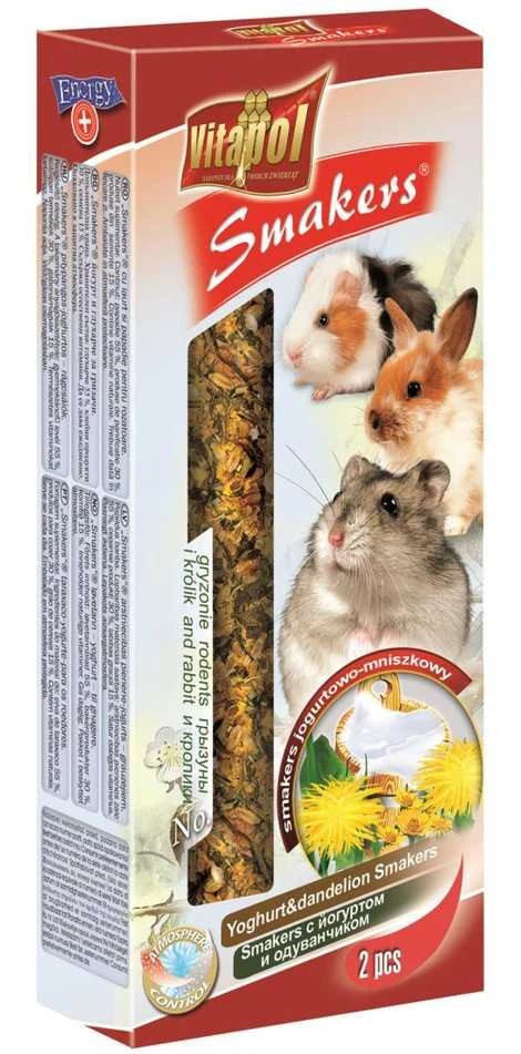 Vitapol Smakers skanėstas triušiams ir graužikams su jogurtu ir kiaulpienėmis 90g (2 vnt)