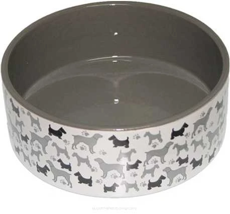 Yarro International dubenėlis keramikinė šuniui DOG balta ir-juoda 19.5x7.5 cm