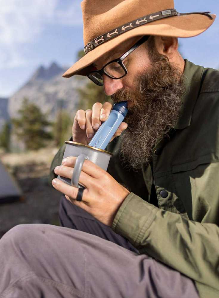 Gertuvė Lifestraw Personal vandens filtras šiaudų kalnas mėlynas