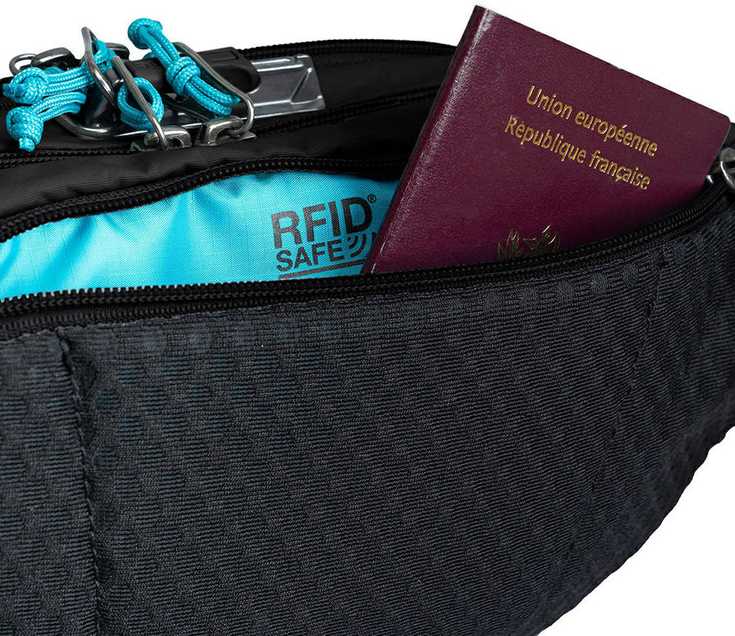 Juosmens krepšys, piniginė Pacsafe ECO su RFID apsauga nuo vagysčių, juoda spalva