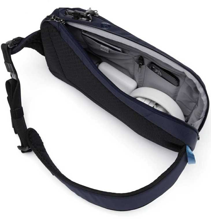 Kuprinė per petį Pacsafe Vibe su RFID apsauga nuo vagystės, tamsiai mėlyna
