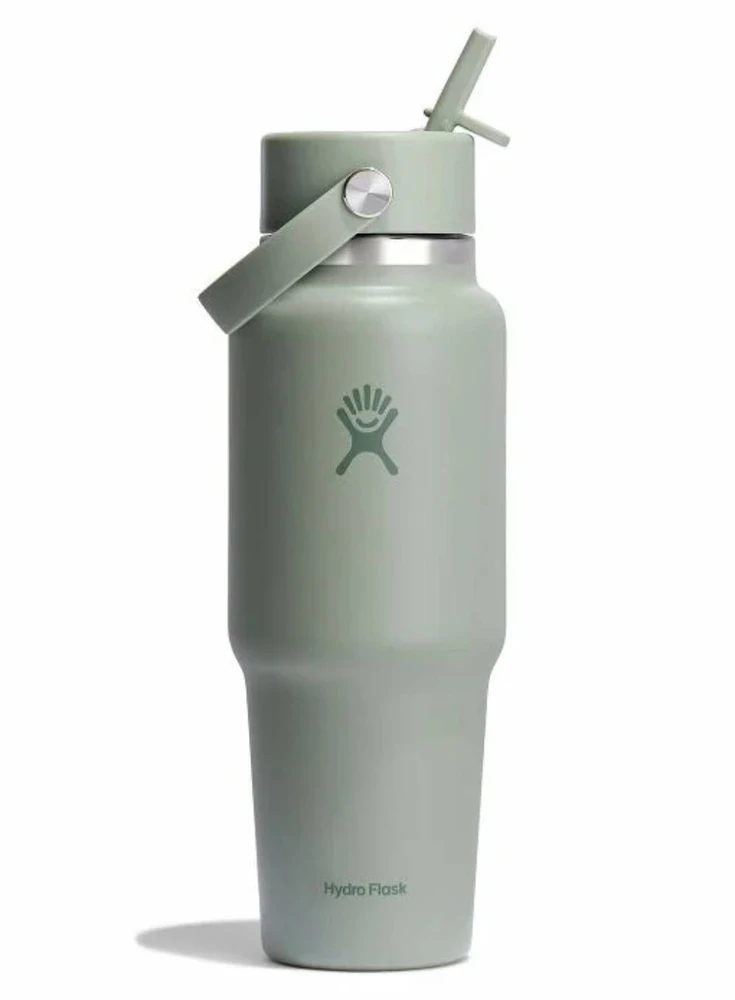 Gertuvė „Hydro Flask“ plataus kamščio, lankstaus šiaudelio dangtelio ir agavos skonio kelioninis butelis, 946 ml