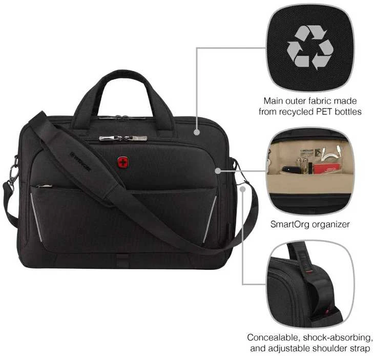 WNG Wenger Meteor Brief 16 – 17” Nešiojamas kompiuteris Briefcase with Planšetė Pocket Juodas (653498)
