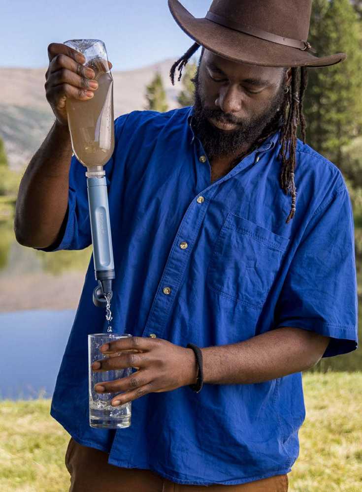 Gertuvė Lifestraw Personal vandens filtras šiaudų kalnas mėlynas