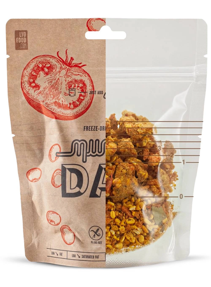 LYOFOOD liofilizuotos mung pupelės su indišku pomidorų padažu 270 g