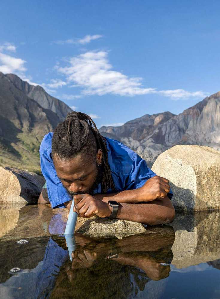 Gertuvė Lifestraw Personal vandens filtras šiaudų kalnas mėlynas