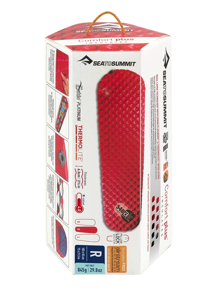 „Sea To Summit Comfort Plus“ izoliuotas kilimėlis 550 mm 1830 mm Raudona