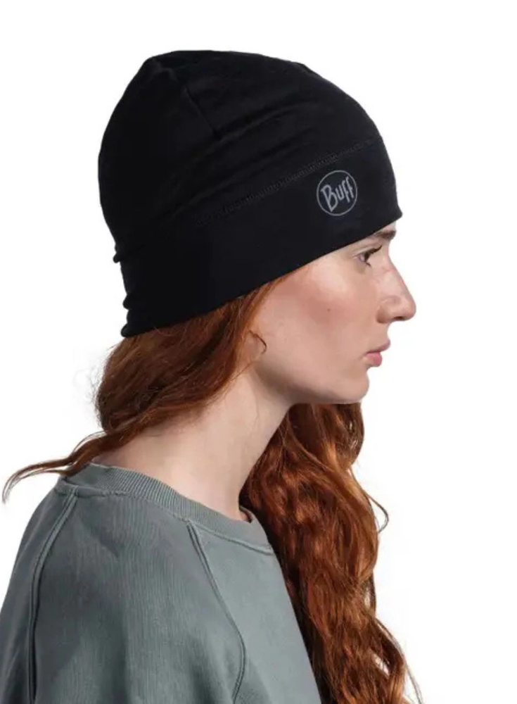 BUFF MERINO LIGHTWEIGHT BEANIE SOLID Juodas vieno dydžio kepurėlė Standartinė