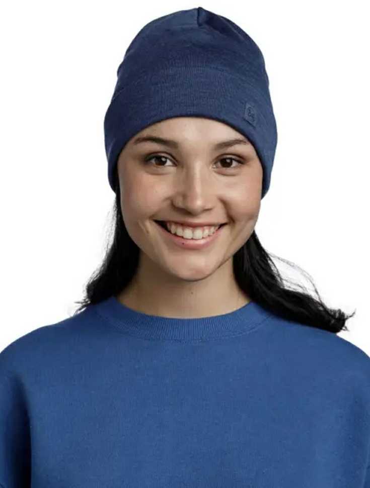 Kepurė Mėlyna gorro BUFF MERINO HEAVYWEIGHT BEANIE SOLID NIGHT Mėlynas
