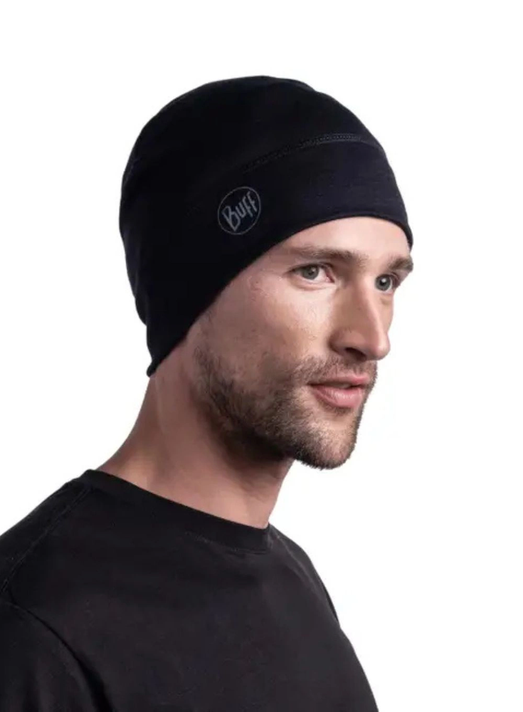 BUFF MERINO LIGHTWEIGHT BEANIE SOLID Juodas vieno dydžio kepurėlė Standartinė