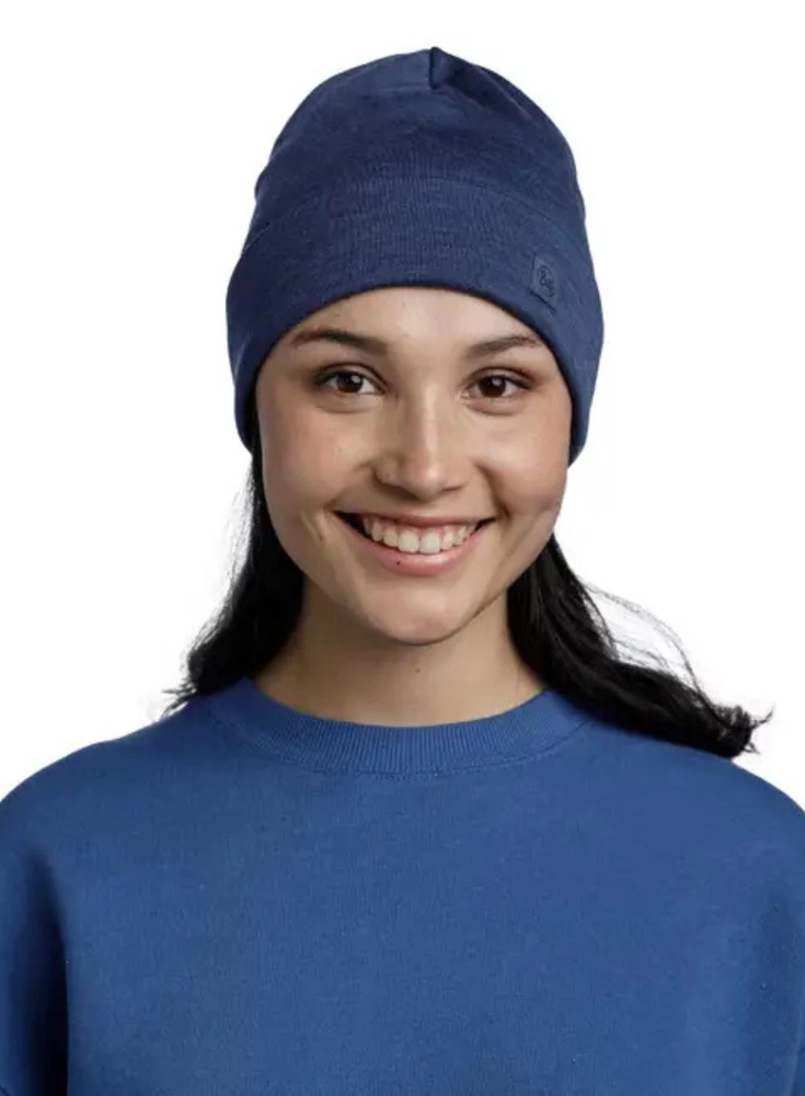 Kepurė Mėlyna gorro BUFF MERINO HEAVYWEIGHT BEANIE SOLID NIGHT Mėlynas