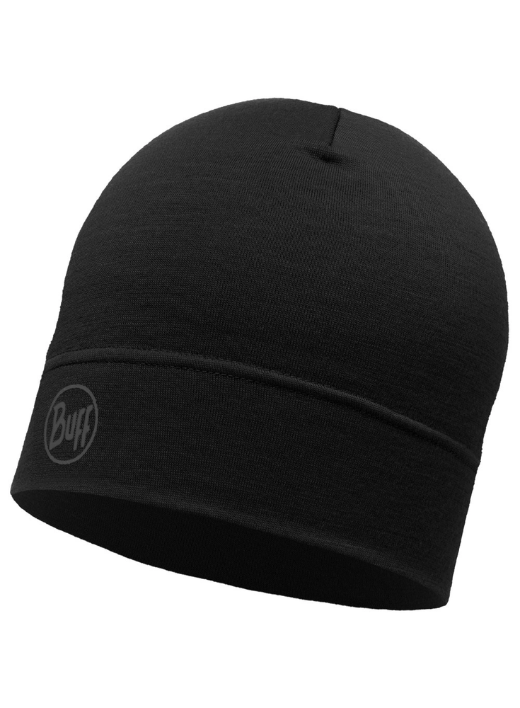 BUFF MERINO LIGHTWEIGHT BEANIE SOLID Juodas vieno dydžio kepurėlė Standartinė