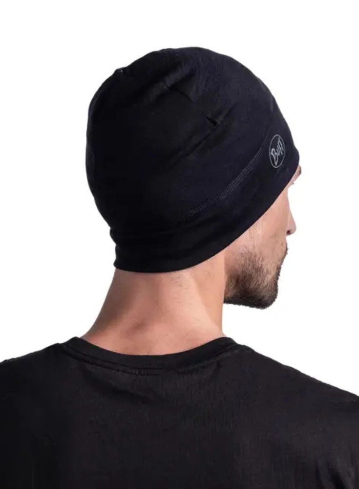 BUFF MERINO LIGHTWEIGHT BEANIE SOLID Juodas vieno dydžio kepurėlė Standartinė