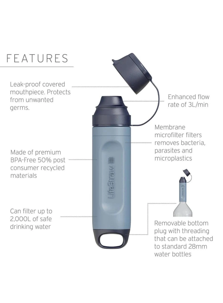 Gertuvė Life Straw Filtras do wody Peak Series Solo - limeade Uniwersalny