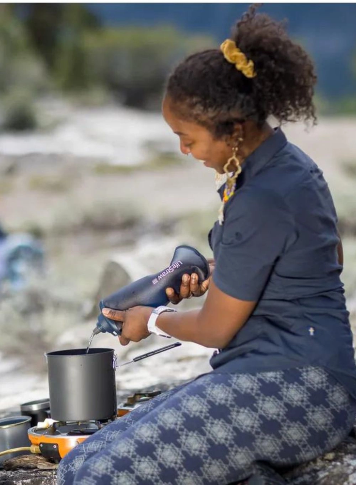 Gertuvė Life Straw Buteliukas su filtrem peak squeeze 1l-mountain mėlynas
