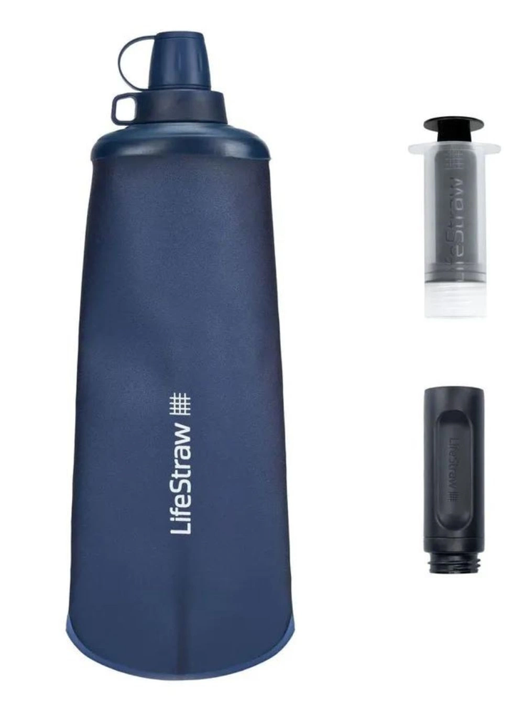 Gertuvė Life Straw Buteliukas su filtrem peak squeeze 1l-mountain mėlynas